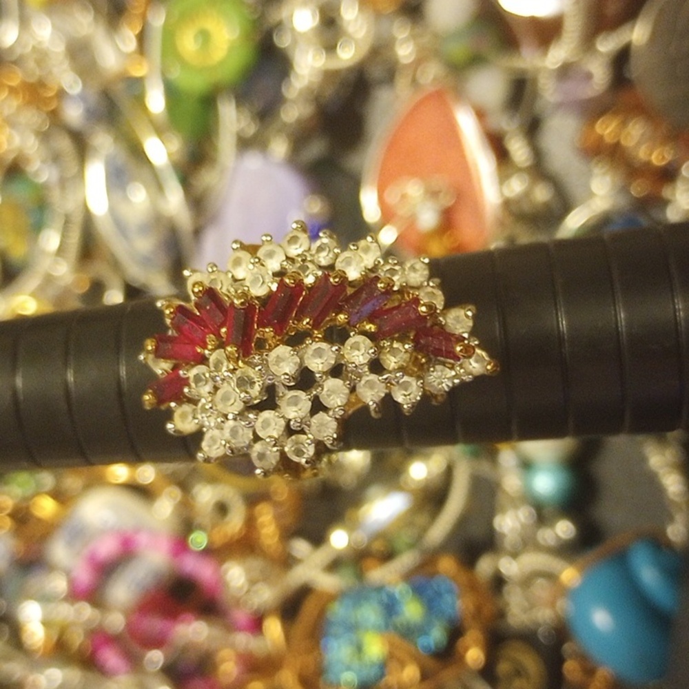 Ruby and diamond ring, size 5